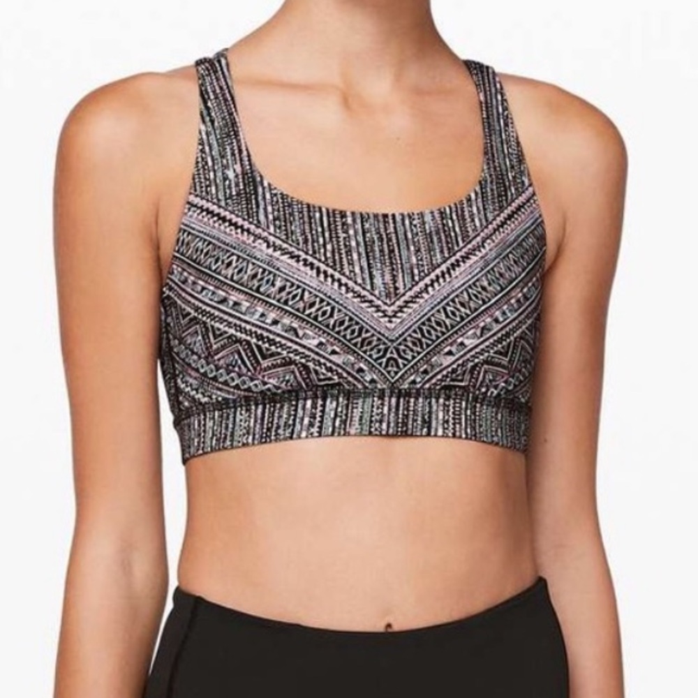 Lululemon Energy Bra Tribal Pace Energy Bra White Black size 10
